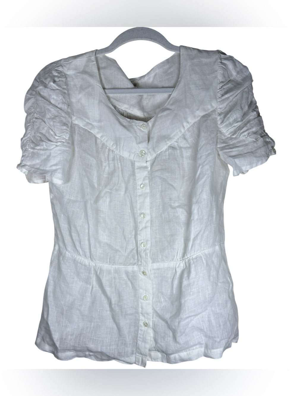 Anthropologie Meadow Rue Dainty Ivory Sheer Linen blouse, 8